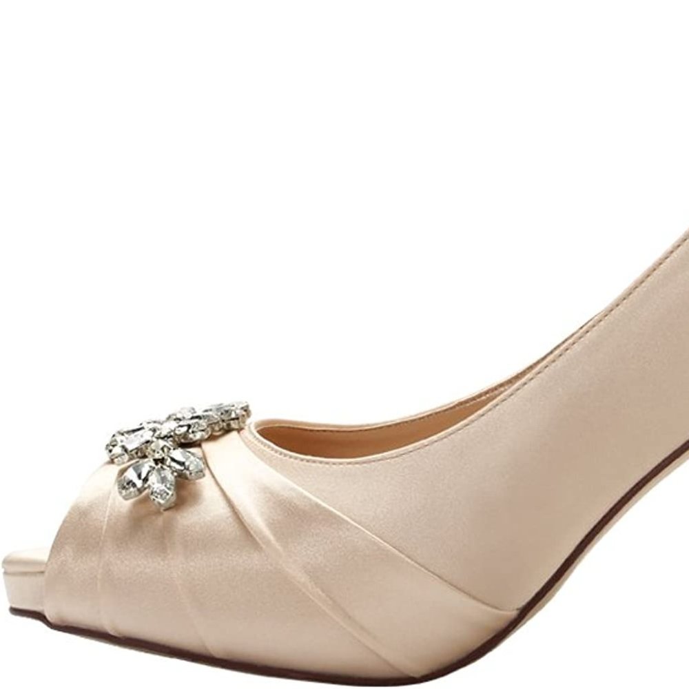 Peep Toe Rhinestone Heels - Picture 2 of 5